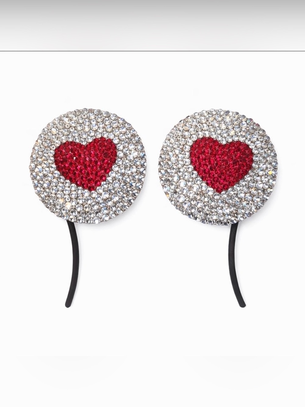Siam Red & Luxe Crystal Heart Pasties Size Extra Large New